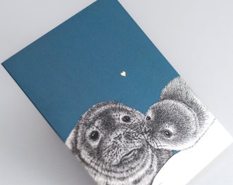 Luxury seals love card // Mother's Day card, Gold foil birthday card for mum, blank card for mum, cute birthday card, cards for dad
