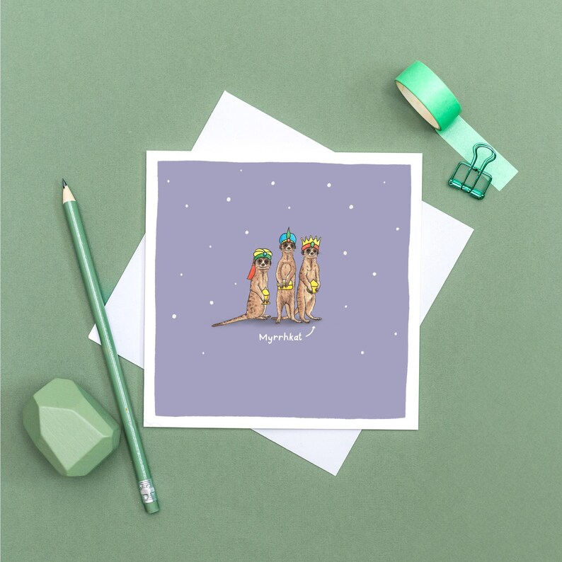 Myrrhkat Christmas Pun Card // Funny Animal Christmas Cards // Hand