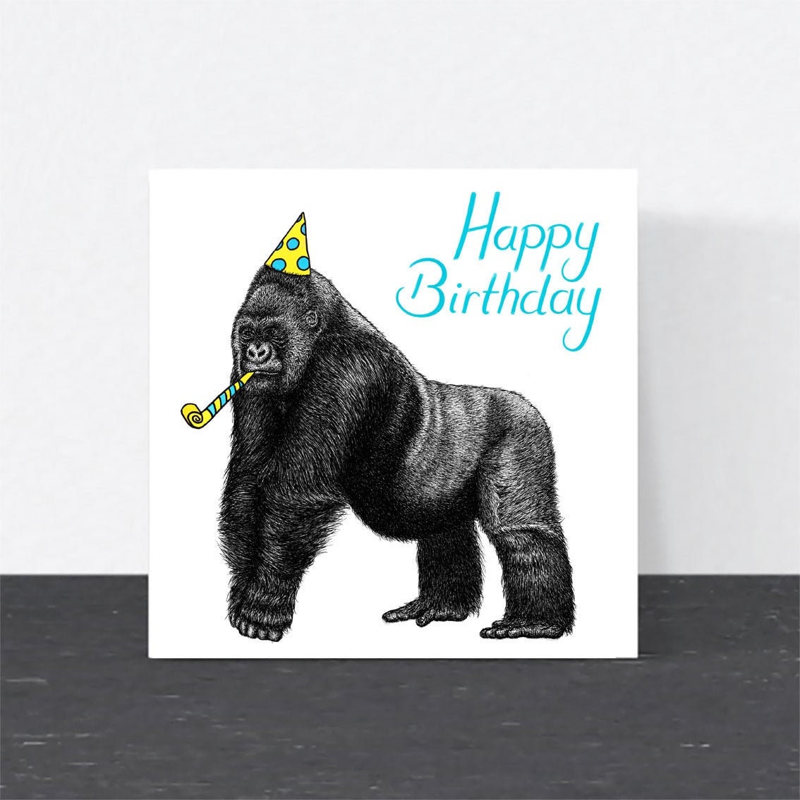 Silverback Gorilla Birthday Card // Animal Art Celebration Etsy UK