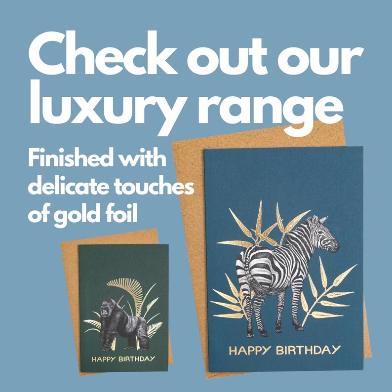 Silverback gorilla birthday card // Animal art birthday cards for him // Birthday card for men // Hand drawn birthday card // Cards for dad image 10