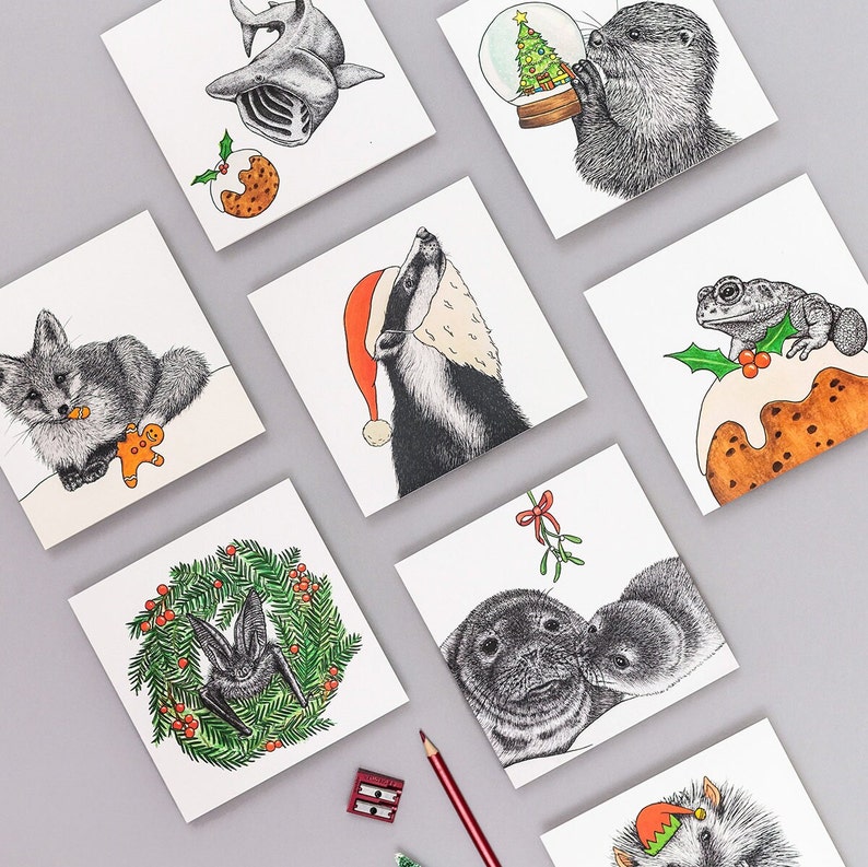 Newt Christmas card // animal art, great crested newt British wildlife card for ecologists, gardeners and wildlife lovers, blank, eco card image 5