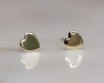 14K Gold Heart Studs