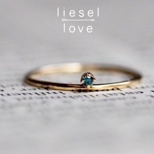 14K Gold Floating Blue Diamond Ring, Diamond Ring, Floating Stone, Dainty Engagement Ring, Promise Ring, Blue Diamond, Tiny Diamond Ring