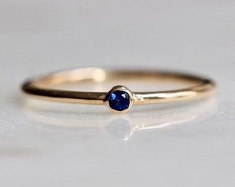 Tiny Blue Sapphire Bezel Ring