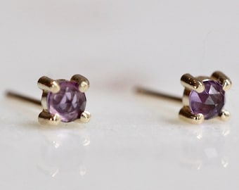 14K Gold Amethyst Studs