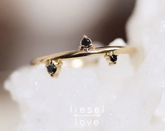 14K Gold Black Diamond "Constellation" Ring