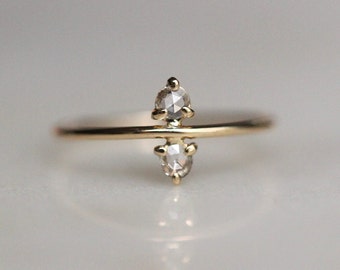 14K Gold Double Rose Cut Diamond Ring