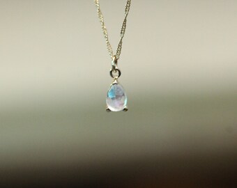 14K Gold Moonstone Pear Necklace