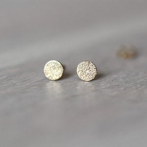 Solid 14K Gold Glitter Dot Studs, Dot Studs, Circle Studs, Gold Studs, Gold Earrings, Dainty Earring, Sparkle Earrings, Post Studs