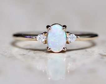 Oval Opal Diamond Ring