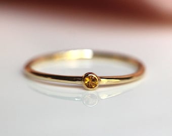 Tiny Citrine Bezel Ring