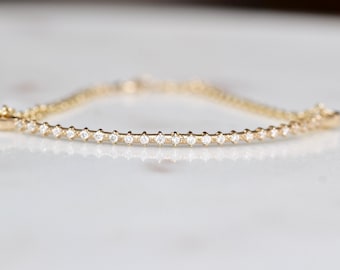 14K Gold Half Chain Diamond Bracelet