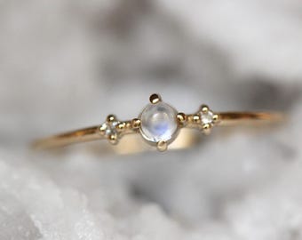14K Gold Moonstone & Diamond "Moonlight Drive" Ring