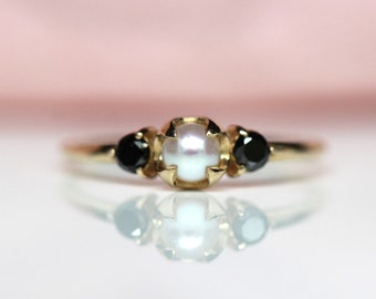 Pearl Three Stone Ring