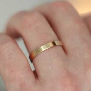 3mm Flat Solid Gold Wedding Band, 14K Gold Band, 10K Gold Band, Everyday Wear, Wedding Jewelry, Classic Band, Real Gold, Lightweight