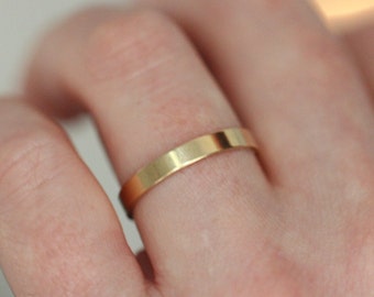 3mm Flat Solid Gold Wedding Band