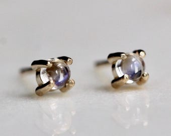 14K Gold Moonstone Studs