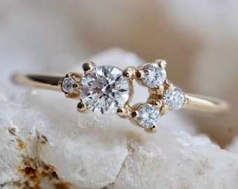 Gold Diamond Cluster Ring