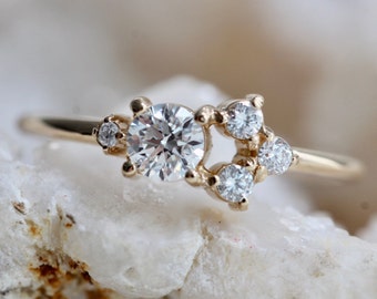 14K Gold Diamond Cluster Ring