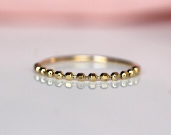 14K Gold Ball Chain Ring