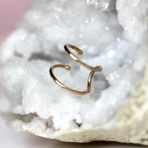 14K Doppel Ohrmanschette, Wickelmanschette, Massivgold Manschette, Echtes Gold, Gelbgold, kein Piercing erforderlich, Knorpel Manschette, Illusion Ohrring