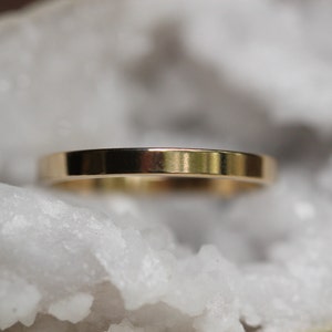 2mm Flat Solid Gold Wedding Band, 14K Gold Band, 10K Gold Band, Everyday Wear, Wedding Jewelry, Classic Band, Real Gold