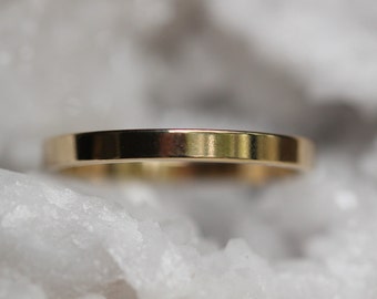 2mm Flat Solid Gold Wedding Band, 14K Gold Band, 10K Gold Band, Everyday Wear, Wedding Jewelry, Classic Band, Real Gold