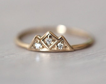 14K Gold Diamond "Mountain" Ring