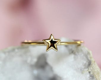 14K Tiny Star Ring, Celestial Jewelry, Minimal Jewelry, Gold Jewelry, Solid Gold, 10K Gold, Gift Ideas, Small Star Ring, Star and Moon
