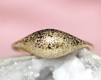 14K Gold Glitter Dome Ring, Bobble Ring, Bubble Ring, Real Gold Ring, Solid Gold Ring, 10K, Mirror Finish, High Polish, Minimal Jewelry