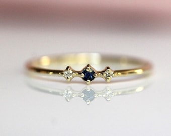 Blue Sapphire Triad Ring