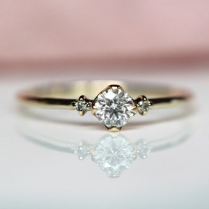 14K Gold Diamond Ring, Three Stone Ring, Engagement Ring, Dainty Engagement Ring, Diamond Ring, 1/4 Ct. Diamond Ring, Minimal Jewelry
