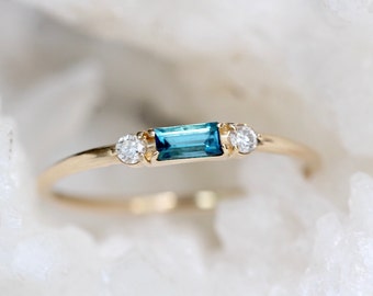 14K London Blue Topaz Baguette Ring