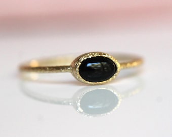 14K Gold Onyx Glitter Ring