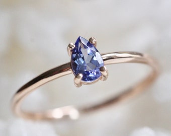 Tanzanite Pear Solitaire Ring