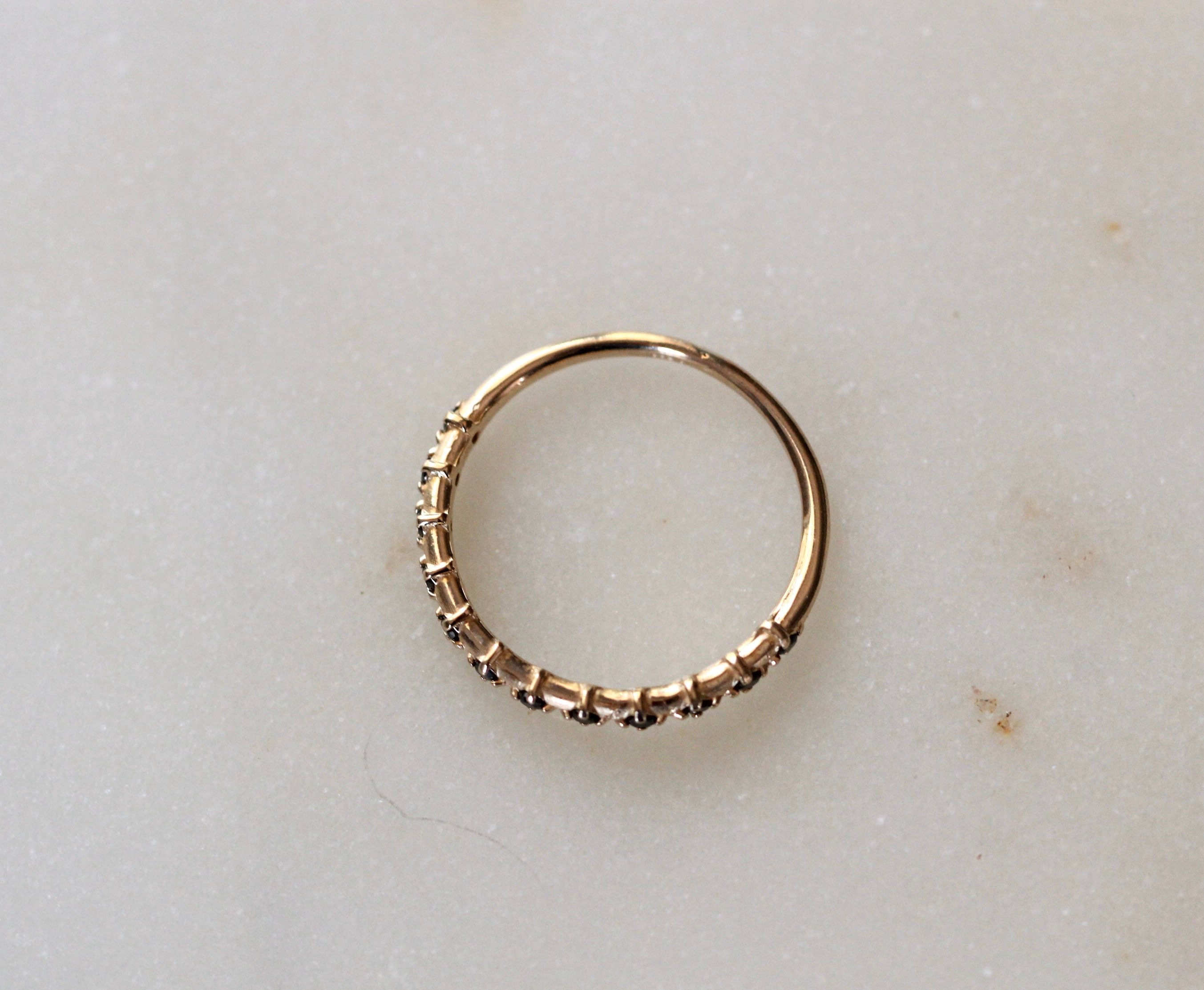 14K Gold Black Diamond Half Eternity Band