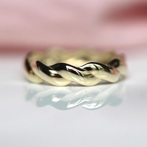 14K Twisted 4.8mm Band, Stacking Ring, Wedding Band, Braided Band, Woven Ring, Wide Stacking Ring, 10K Gold, Real Gold, Solid Gold