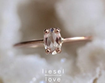 14K Gold Oval Morganite "Make Me Blush" Ring