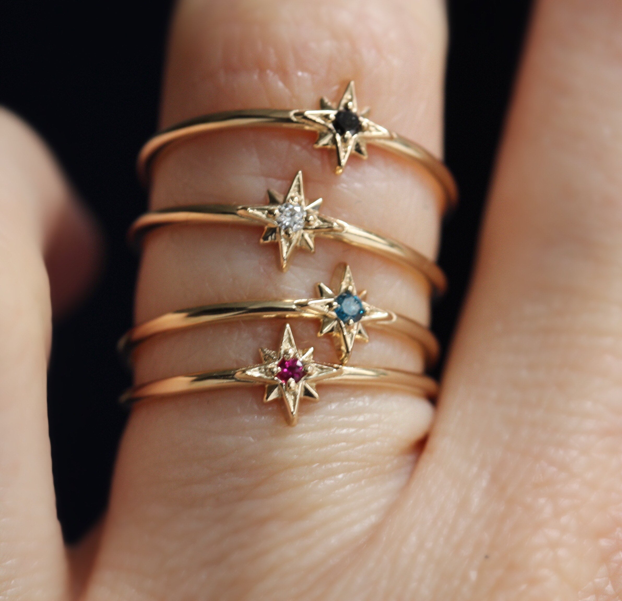 Yellow Gold Plated Cubic Zirconia Domed Star Ring