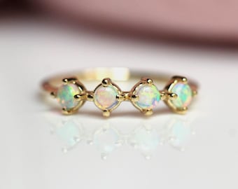 Gold Four Stone Opal Ring