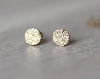 Solid 14K Gold Glitter Dot Studs