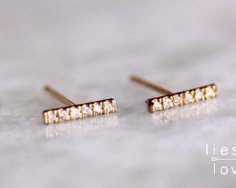 14K Gold Long Pavé Diamond Earrings