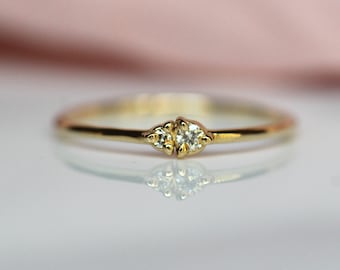 14K Gold Two Stone Duo Ring