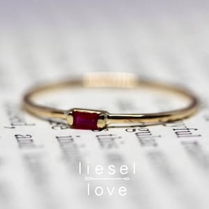 14K Gold Ruby Baguette Ring, Ruby Engagement, Ruby Engagement Ring, Ruby Ring, Red Stone ring, Step Cut Ring, Rectangle Ring, Baguette