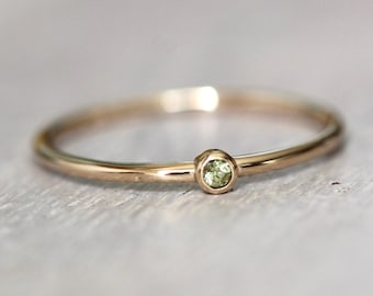 Tiny Peridot Bezel Ring