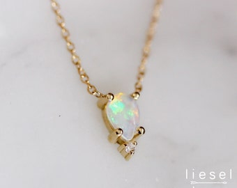 14K Gold Opal Diamond "Unicorn Tears" Necklace
