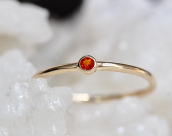Tiny Fire Opal Bezel Ring