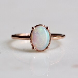 14K Gold Australian Opal Statement Ring, Oval Stone Ring, Opal Gemstone ...