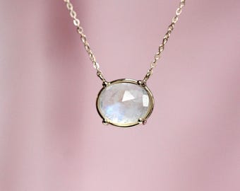 14K Gold Moonstone "Prism" Necklace