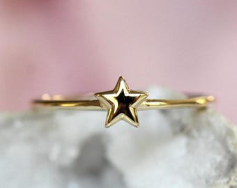 14K Tiny Star Ring, Celestial Jewelry, Minimal Jewelry, Gold Jewelry, Solid Gold, 10K Gold, Gift Ideas, Small Star Ring, Star and Moon